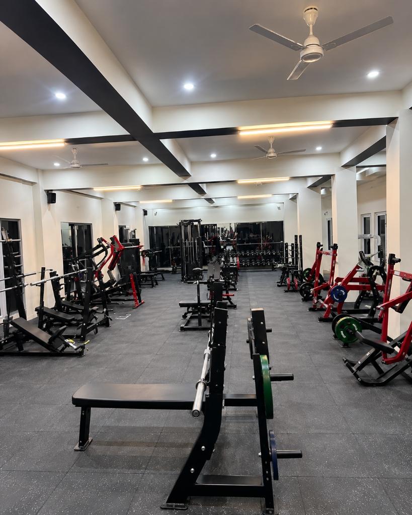 Main Workout Hall & Red-Black Strength Training Stations
